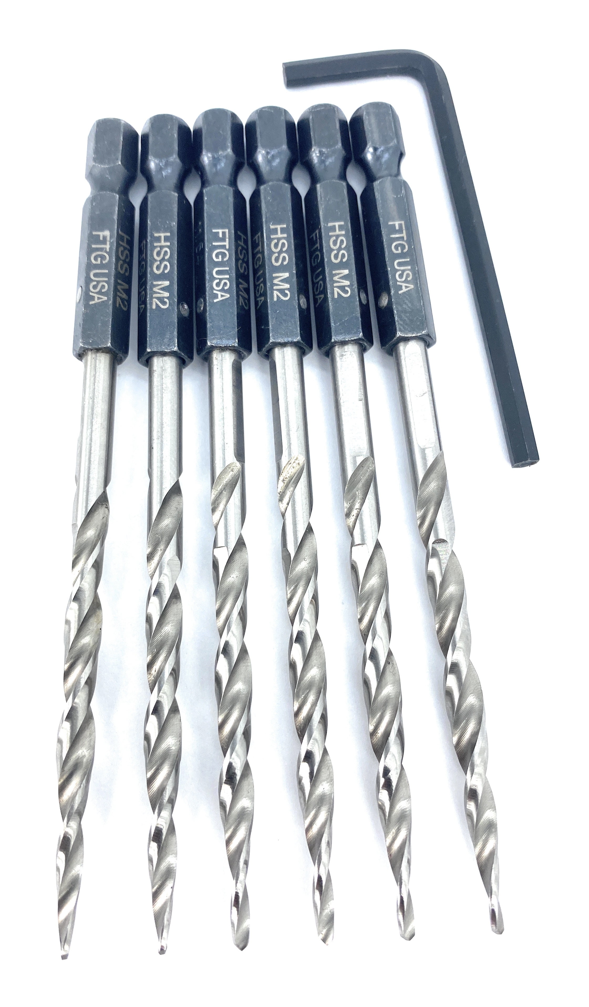FTG USA Replacement Tapered Countersink Drill Bit Set 6 Pc Bit (#8) 11/64"