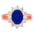 thumbnail image 7 of Halo Engagement Ring for Women - 2.72ct Simulated Blue Sapphire in 14K Rose Gold Promise Ring, 7 of 7