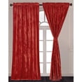 thumbnail image 2 of Chezmoi Collection Lux Brick Red Crushed Velvet Curtains 2 Panel Set, Room Darkening Luxury Distressed Velvet Rod Pocket Window Drapes for Living Room Bedroom 50" W x 84" L, 2 of 9