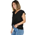 thumbnail image 5 of Basic Bae Bamboo Notched Ruffled T Shirt Women’s Short Sleeve Soft Stylish Eco Friendly Top, 5 of 10