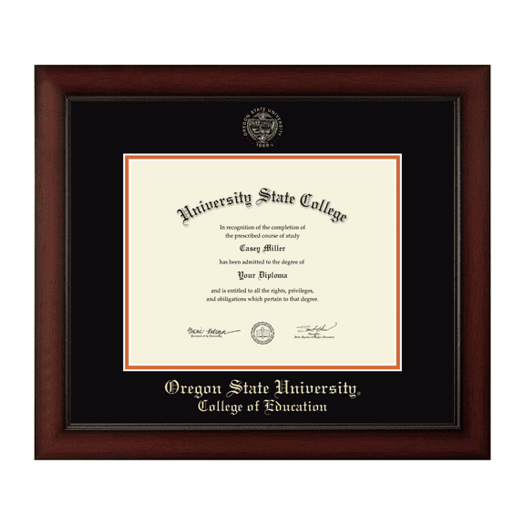 Framerly - Oregon State Education Diploma Frame with Black and Orange Mat