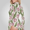 thumbnail image 4 of Beautiful Tulip Flowers Women's Bodysuit Jumpsuit Mock Turtle Neck Long Sleeve TopsOne Piece Leotards Shirt Yoga Outfits, 4 of 8