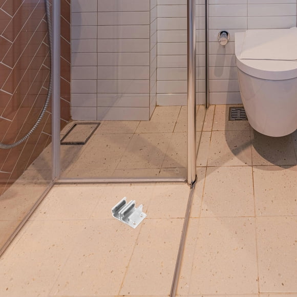 HEANUJJ 2Ud Guía Para Puerta Corrediza De Vidrio Con Instalación Sin Herramientas Color Plata