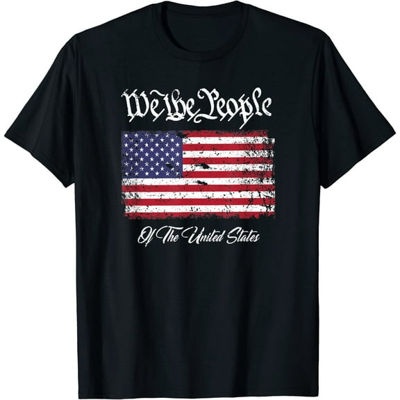 US Constitution We The People With Distressed Flag T-Shirt