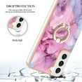 thumbnail image 4 of SaniMore for Samsung Galaxy S23 Plus Case, Marble Pattern 3 in 1 Heavy Duty Shockproof Full Body Hard PC+IMD Bumper Drop Protective Women Girls Cover Rotating Ring Bracket Stand, Pink, 4 of 10