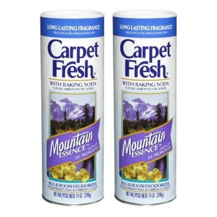 Carpet Fresh Rug and Room Deodorizer Powder Mountain Essence with Baking Soda 14 oz, 2-Pack