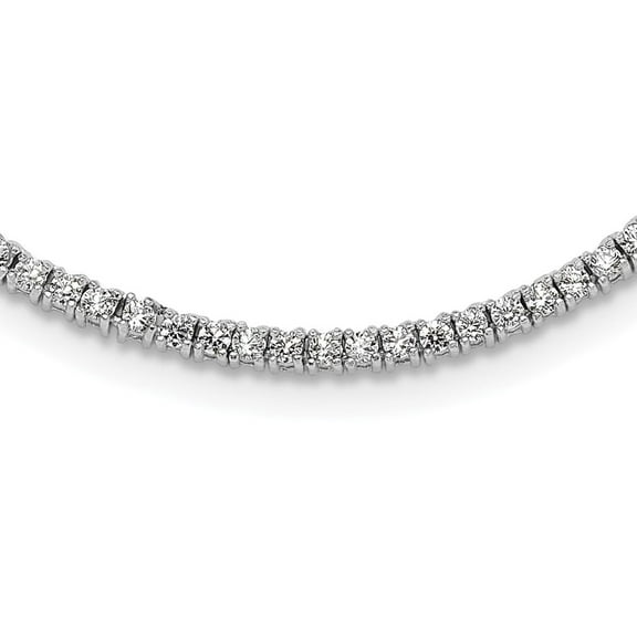 Sterling Silver Rhodium-plated 2mm CZ 16in Tennis Necklace