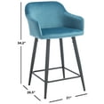 thumbnail image 3 of SAFAVIEH Cataleya Square Mid Back Counter Stool, Denim Blue/Black, 3 of 12