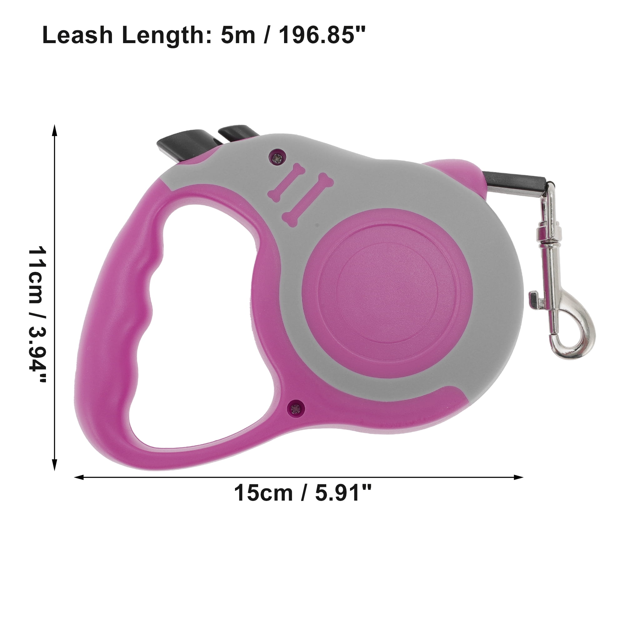 Unique Bargains Retractable Pet Leash Dog Leash Rose Red, Gray 196.85"