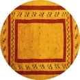 thumbnail image 1 of Ahgly Company Indoor Round Abstract Yellow Contemporary Area Rugs, 3' Round, 1 of 4