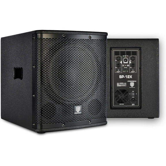 PRORECK SP-12X Active Powered PA DJ Subwoofer Cabinet 12 inch 1000W P.M.P.O with Class-D Amplifier, 3 DSP Presets-Monitor, Bass Reinforcement, Black, for Wedding, Party, Concert, Church (One Sub)