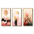 thumbnail image 2 of Designart "Full Moon Golden Illustration" Modern Geometric Framed Wall Art Set Of 3 - Pink Abstract Frame Canvas Set For Living Room Decor, 2 of 7