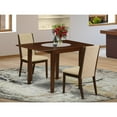thumbnail image 3 of East West Furniture Norden 3-piece Wood Dining Set in Mahogany/Light Tan, 3 of 3