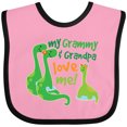 thumbnail image 3 of Inktastic My Grammy and Grandpa Love Me Grandson Dinosaur Boys Baby Bib, 3 of 4