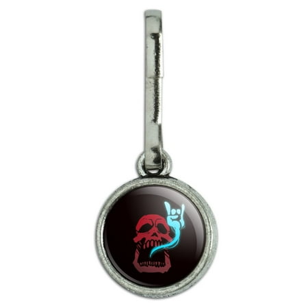 Rock and Roll Soul Skull Antiqued Charm Clothes Purse Suitcase Backpack Zipper Pull Aid