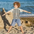 thumbnail image 3 of FORMRS Boys Rash Guard with Short Sleeves UPF 50+ Swim Shirts Sizes 3-12T, Black Abstract Stripes, 3 of 6