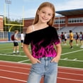 thumbnail image 6 of SGFCWSX Girls T Shirts One Shoulder Short Sleeve Graphic Print Casual Loose Fit Fashion Summer Tops for Kids Hot Pink Size 7, 6 of 9