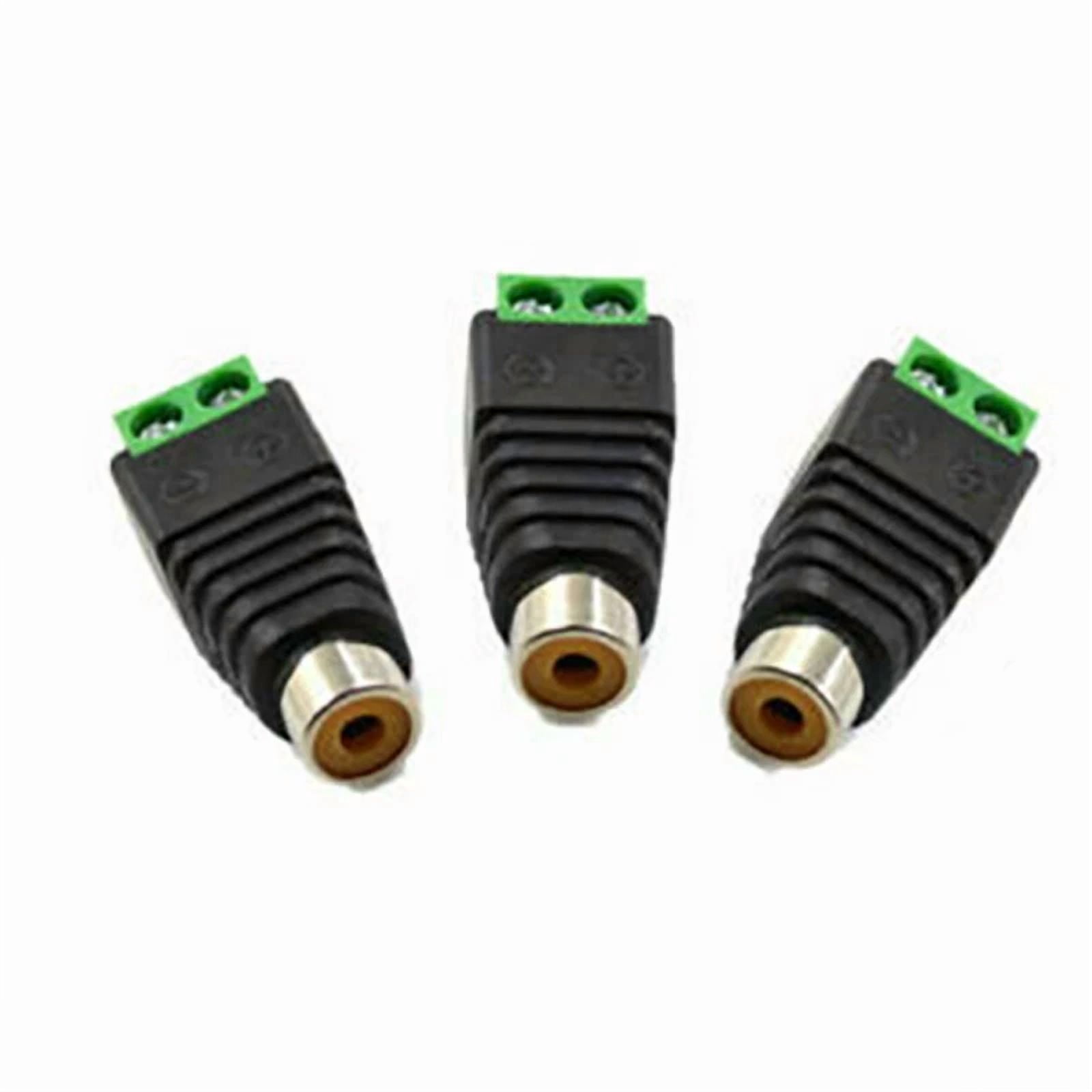 CRESTIN- 10X Speaker Wire Cable Rca Female To 2-Pin Terminal Block Adapter Connector Plug