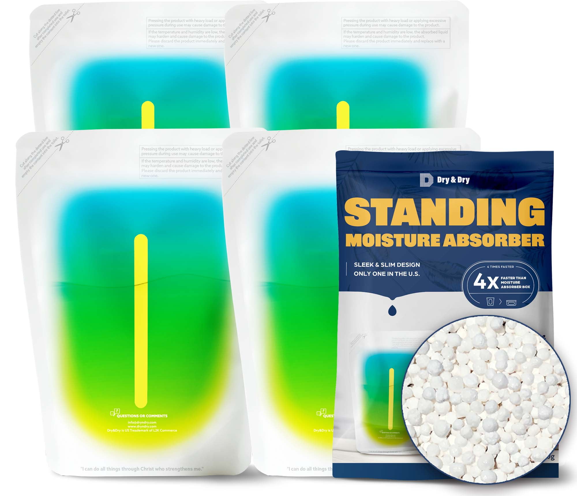 Dry & Dry [4 Packs] Standing Moisture Absorbers to Control Excess