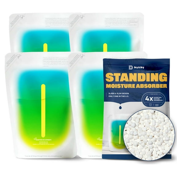 Dry & Dry [4 Packs] Standing Moisture Absorbers to Control Excess Moisture for Basements, Closets, Bathrooms, Laundry Rooms