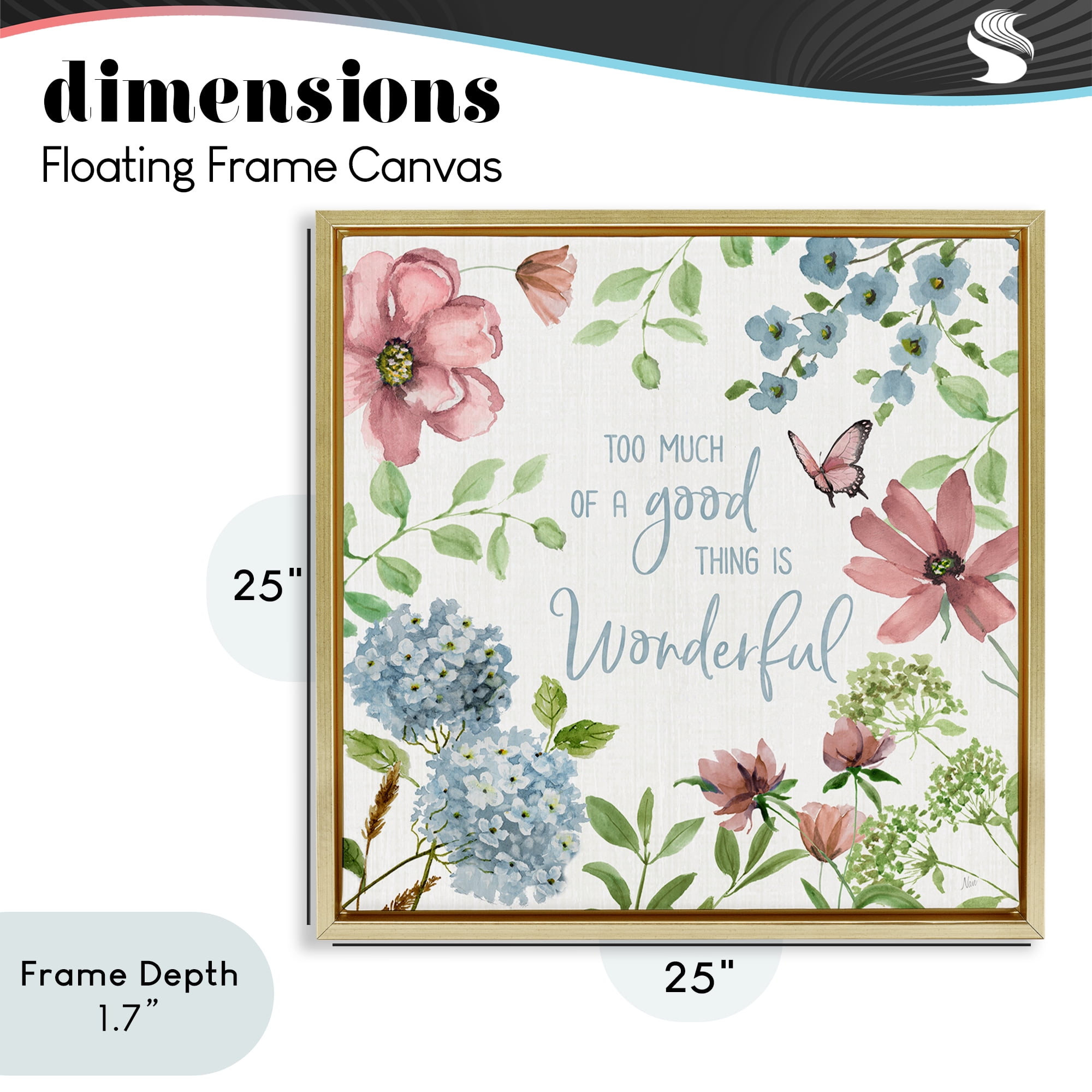 Stupell Industries Too Much Of A Good Thing Gold Framed Floater Canvas Wall Art, design by Nan