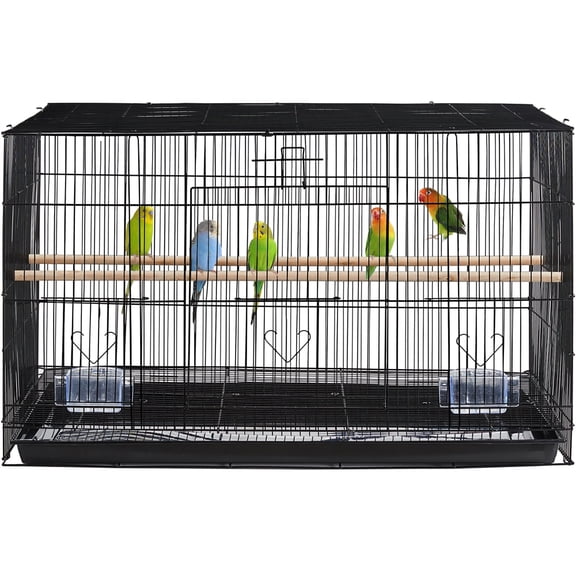 Yaheetech 30.5 inch Rectangle Breeding Flight Parakeet Bird Cage with Slide-Out Tray for Finches Budgies Cockatiels, Black