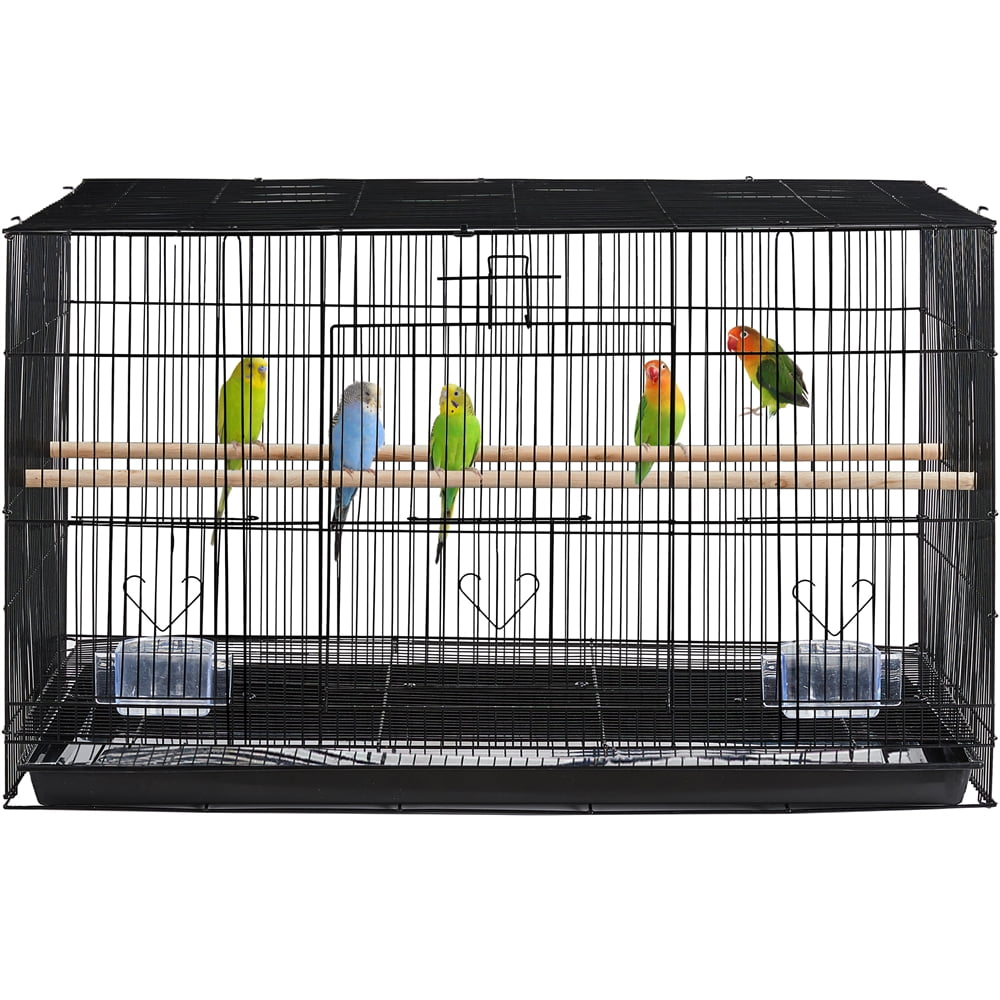 Yaheetech 30.5 inch Rectangle Breeding Flight Parakeet Bird Cage with Slide-Out Tray for Finches Budgies Cockatiels, Black