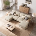 thumbnail image 3 of Linsy Home Sectional Sofa for Living Room, U-Shaped Sofa Couch with Corduroy Fabric, 4 Seat Sofa Set with Double Chaise for Apartment, White, 3 of 8