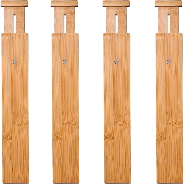 Divisor de cajones de cocina de bambú, organizadores de cajones, divisor de cajones expandible, organizadores de cajones de escritorio de madera, organizador de compartimentos para cocina, Baby D