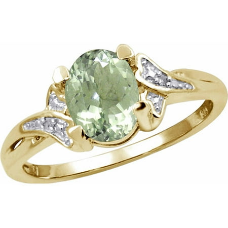 JewelersClub 1.30 Carat Green Amethyst Gemstone and Accent White Diamond Ring