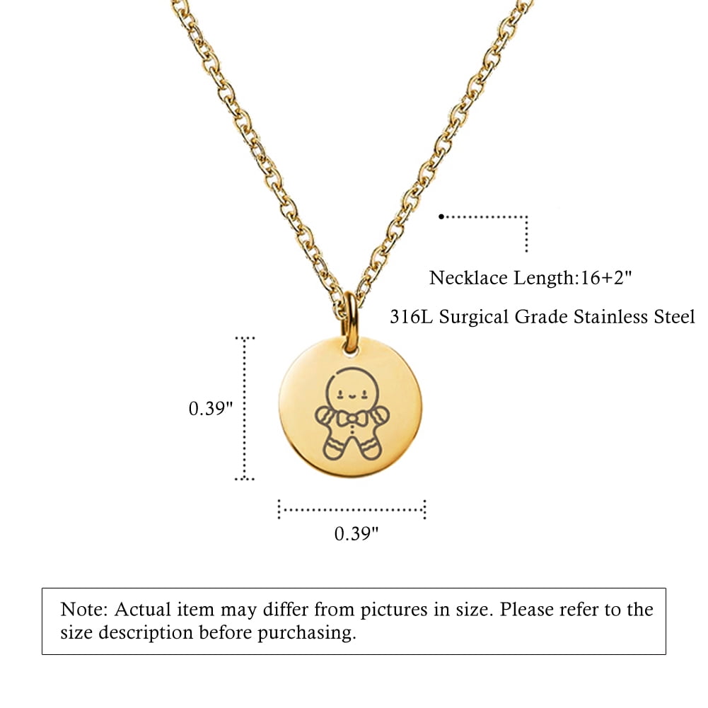 Anavia Round Christmas Gingerbread Man Stainless Steel Gold Disc 10mm Pendant Jewelry with Gift Box