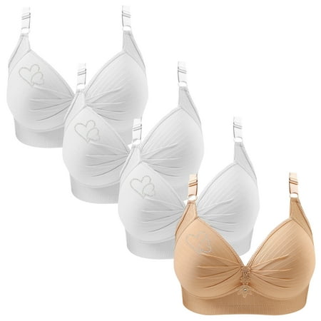 ylioge Bras for Women XS-4X Plus Size 4 Pack Push Up No Underwire Underwear Bra Ladies Full Coverage Breathable Support Multipack Bralettes Clearance