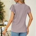 thumbnail image 5 of TIHLMK Women Shirts and Blouses Pink Women Fashion Leisure Solid Short Sleeve V-Neck Blouses Gift for Womens Tops, 5 of 8
