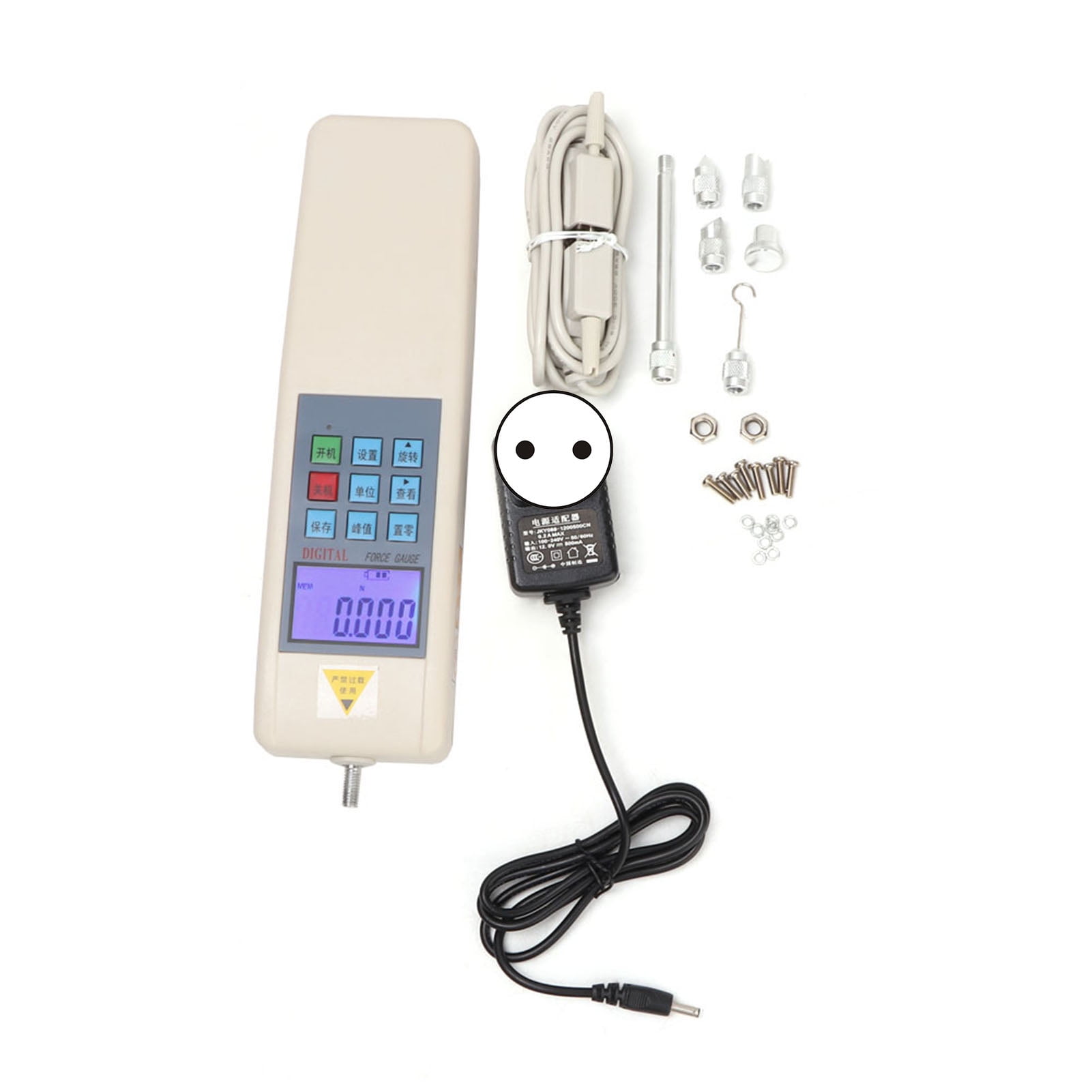 Digital Force Gauge Meter - Portable Push Pull Tester With US Plug