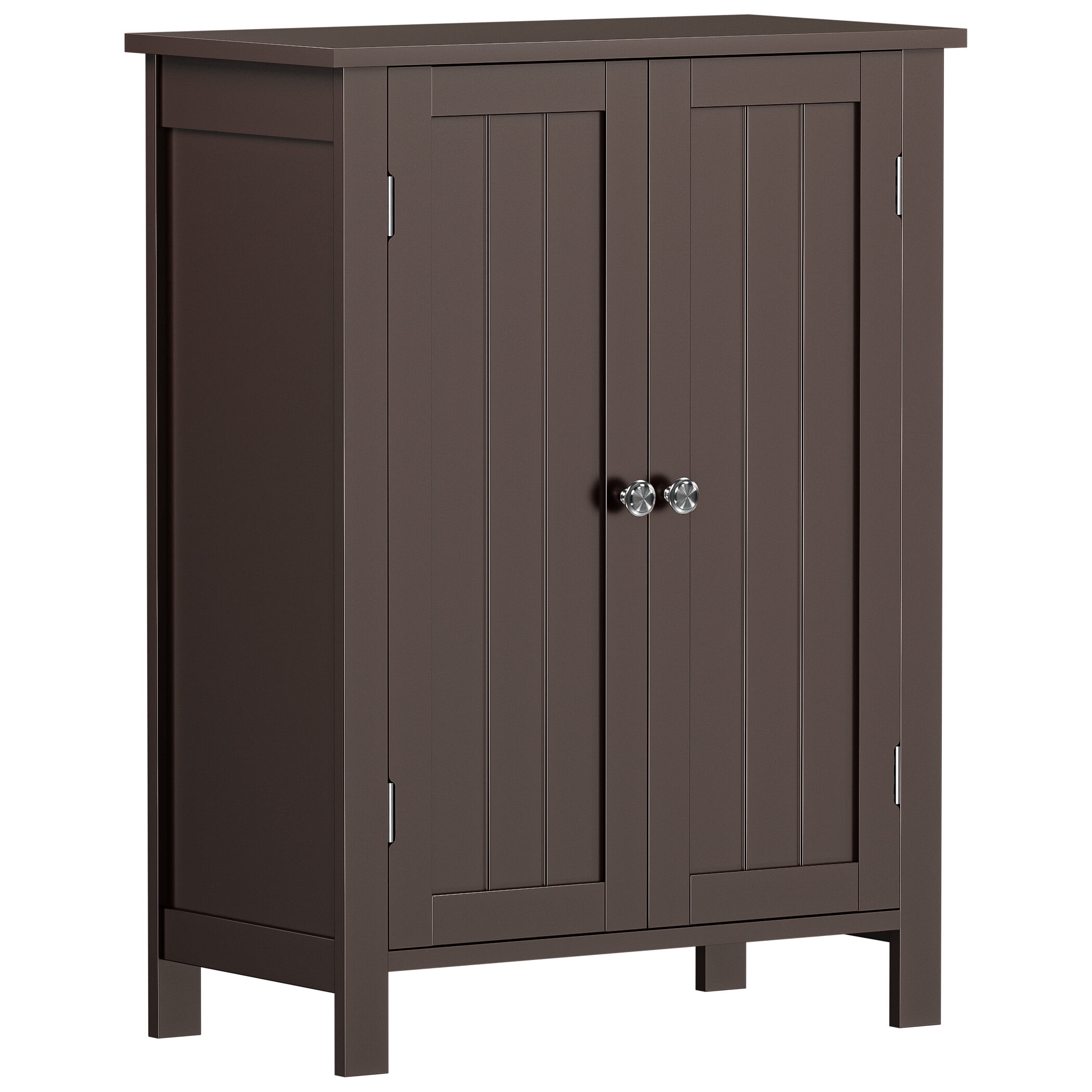 ZENSTYLE Wooden Bathroom Floor Cabinet Storage Cupboard 3 Shelves Save Space Brown