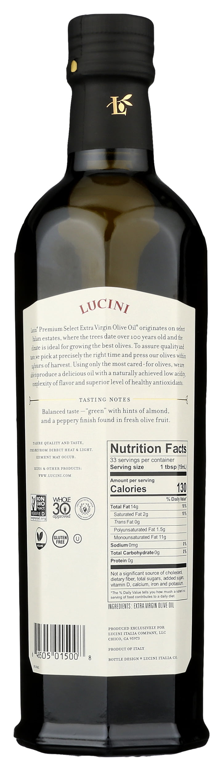 Pack of 6, Lucini Italia Premium Select Extra Virgin Olive Oil, 16.9 fl oz