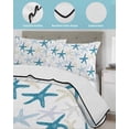 thumbnail image 3 of Twin Quilt Bedding Set, Ocean Blue Starfish Reversible Summer Quilt 3 Pieces, Summer Coastal Beach Lightweight Bedspreads Coverlets with 2 Pillow Shams for All Seasons, 3 of 5