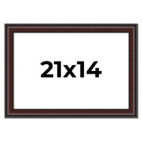 21x14 Frame Brown Round Mahogany Solid Wood Picture Frame | 1.625 Inch Moulding Width | with UV