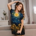 thumbnail image 3 of Naloa Oil Starry Sky Sunflower Print Women Nightgowns,Womens Loungewear,Short Sleeve Sleepwear,Comfy Ladies Nightdress, 3 of 6