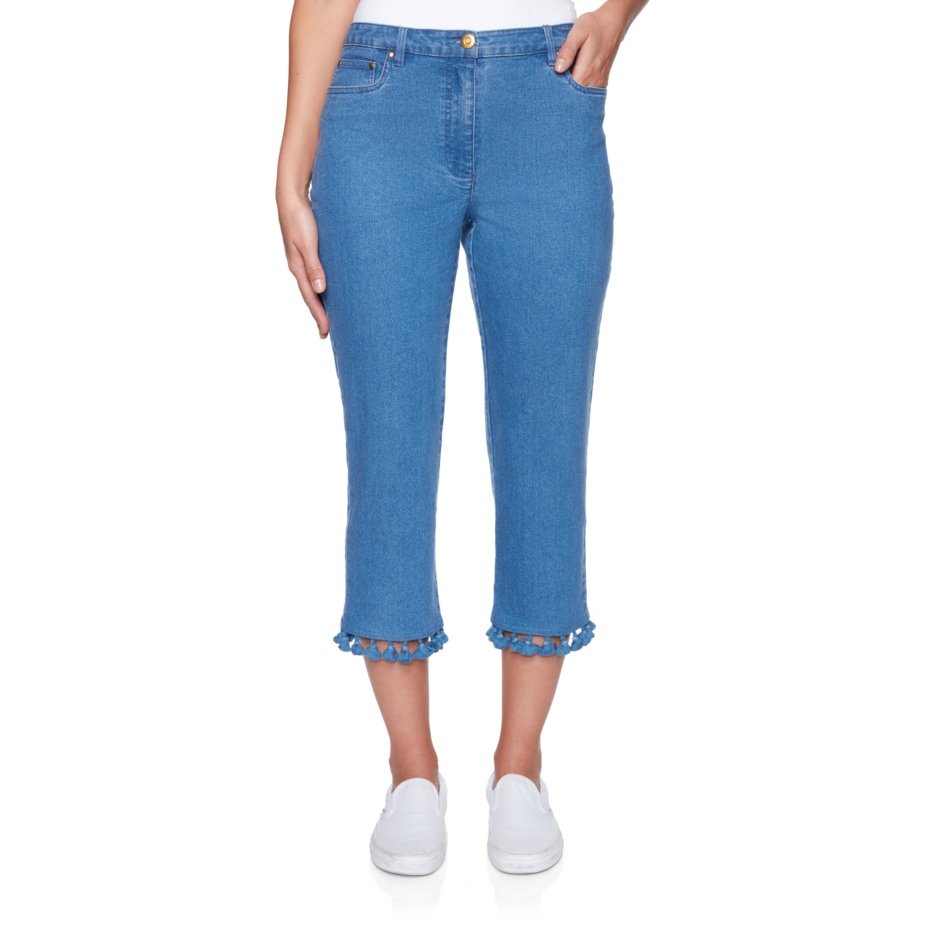 Ruby Rd. Womens Petite Fringe Denim 