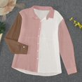 thumbnail image 4 of Ladies Tops and Blouses Button Down V Neck Long Sleeve Roll Up Loose Womens Clothing,Pink,XL, 4 of 5