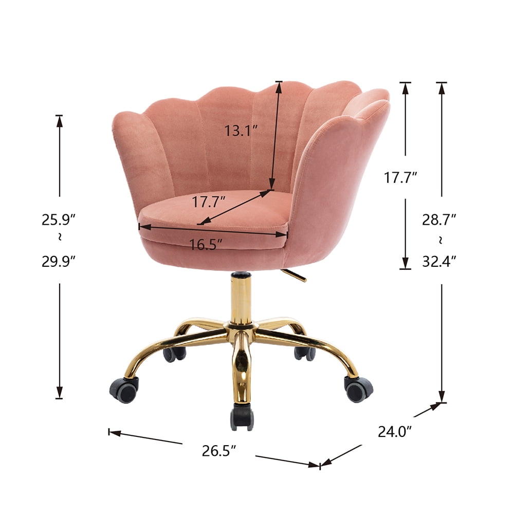 Kepooman Modern Adjustable Swivel Velvet Shell Chairs with Golden Base & Armrest, Nude Pink Kepooman Modern Adjustable Swivel Velvet Shell Chairs with Golden Base & Armrest, Nude Pink