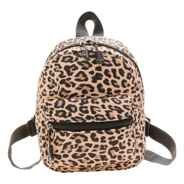 Mochila pequeña de moda, mochilas portátiles para niñas, mochila de mano para mujer, de nailon Leopardo