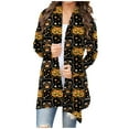 thumbnail image 2 of Women‘s Halloween Cardigan Sweater Skull Pumpkin Print Pattern Long Cardigans Sweater Coats Tops Ginger M, 2 of 5