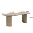 thumbnail image 2 of Light Natural Solid Wood Oval Dining Table - Seats 6 | 68” x 47” Modern Rustic Dining Room Table with Double Pedestal Base, 2 of 8