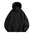 thumbnail image 2 of Xfvqtps Mens Light Jacket Hoodie with Brim Sun Protection Full Zip up with Air Hole Long Sleeve Summer Coat for Fishing Hiking Athletic Running Black, 2 of 6