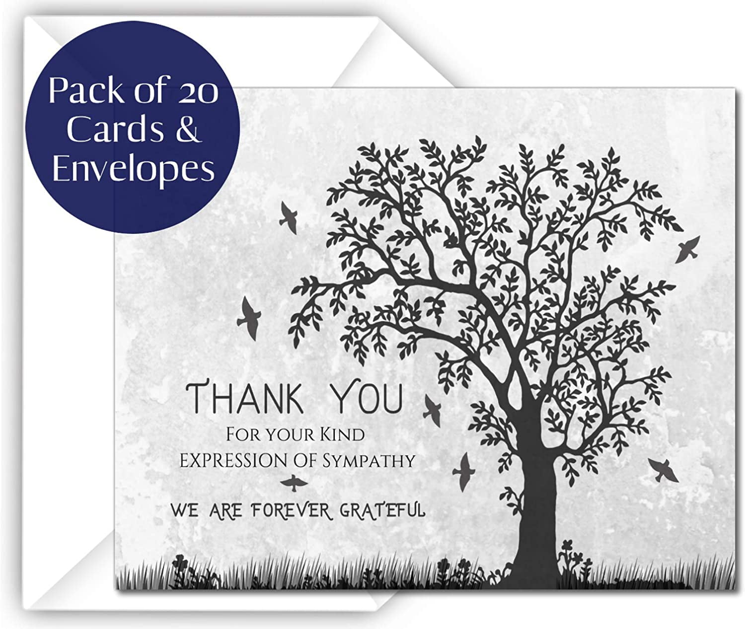 Funeral Thank You Cards with envelopes Celebration of Life Floral Tree