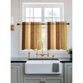 thumbnail image 2 of Farmhouse Yellow Brown Tier Curtains 24 Inch Length, Sheer Curtains for Bedroom Living Room Window Retro Vintage Wood Rod Pocket Voile Drapes Kitchen Curtains Small Half Window 27.5"x24" 2 Panels, 2 of 7