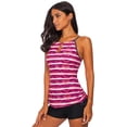 thumbnail image 4 of Women Red/Blue/Rosy/Green Print Tankini Swimwear, 4 of 5