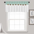 thumbnail image 3 of Alishomtll Linen Valance Farmhouse Boho Button Kitchen Curtains ,Rod Pocket,18"L x 52"W, Teal White, 3 of 10